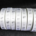 In Stock Kids Wear White Size Label 1T 2T 3T 4T 5T 6T 7T 8T 9T 10T 11T 12T 13T 14T Satin Printed Label for Children Clothing