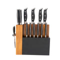17pcs Stainless Steel 3Cr13 Blades POM Handles Ambidextrous Kitchen Knife Set with MDF Wooden Block and 8-9.9in Blade Length