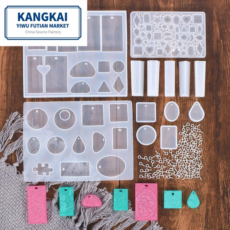 Hot Sale 6pcs Eco-Friendly Disposable Silicone DIY Crystal Pendant Gem Epoxy Mold Resin Casting Set Jewelry Decorations for