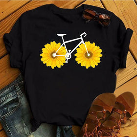 Afro Queen Glitter Sunflower Letter T-shirt Iron on Melanin Trendy Casual Girl Black Women Custom Digital Printed Plus Size Tee