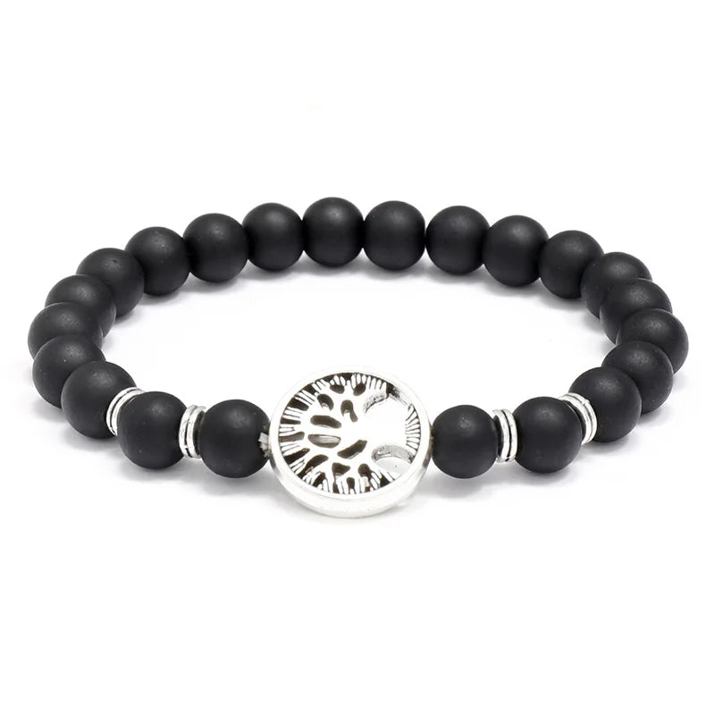 Men's Fashion Bracelet with Nature Stone Beads Classic Style Lucky Tree Design for Wedding Anniversary or Gift