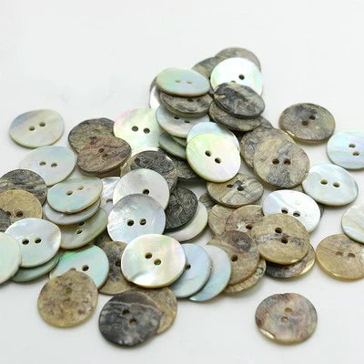 Agya 15mm 24L Flatbac 2-Holes Natural Real Trocas Pearl Shell Buttons Washable Feature