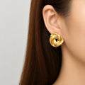 Bulk Purchase Elegance Vintage Stainless Steel 18K Gold Plated Designs Irregular Hollow Braided Feeling Stud Earrings for Women MegaBDM