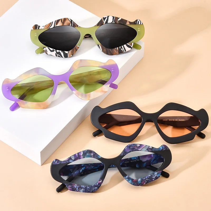 Matte Acetate Polarized Sunglasses Men 2025 Polarized Lens Colorful Retro Trendy Cat Eye Sun Glasses Women Shades H9291T
