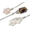 Hot Sale Punk Stainless Steel Necklace Crystal Stone Holder Necklace Vintage Adjustable Metal Net Necklace for Women