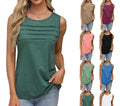 2025 Women's Summer Casual Solid Loose Fit Tank Tops Sleeveless U-Neck Breathable Knitted Fabric Polyester/Rayon Blouses