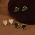 New Trendy Women Jewelry PVD 18K Gold Plated Stainless Steel Earrings Shell Turquoise Heart-shaped Earrings