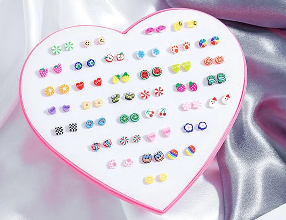 Fruit Flower Animal Plastic Resin Stud Earrings Hand Made Clay Earrings for Girls Jewelry