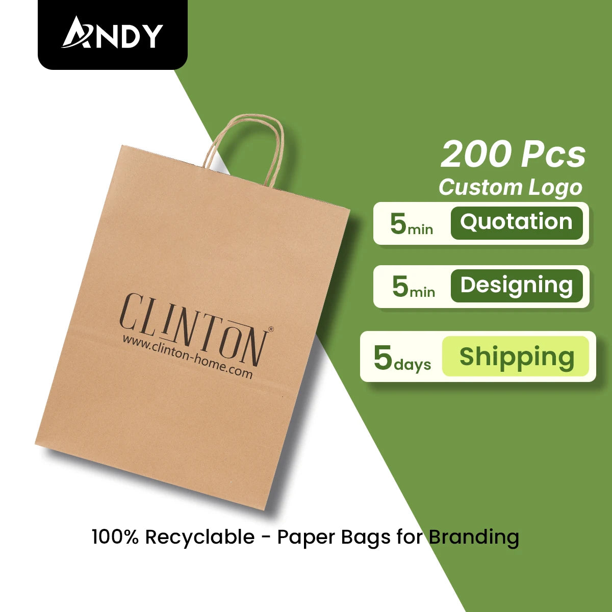 Wholesale Retail Classic Style Cloth Shopping Bag Kraft Paper Food Packaging Gift Paper Bags