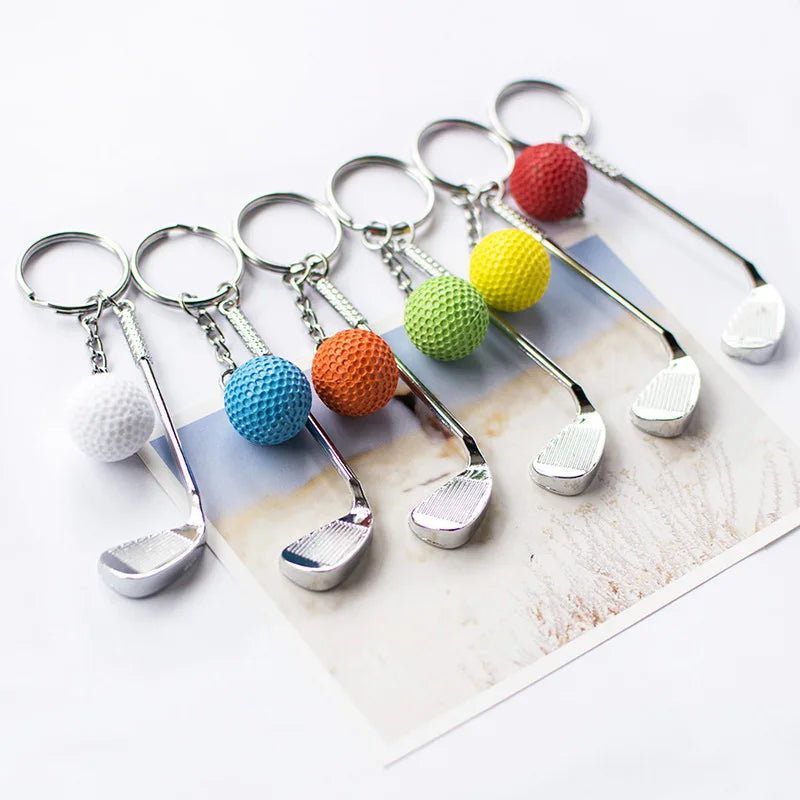 Silver Mini Golf Racket Ball Pendant Key Chain Metal Keychain Car Keyring Women Men Sports Clubs Backpack Bags Decor Gift