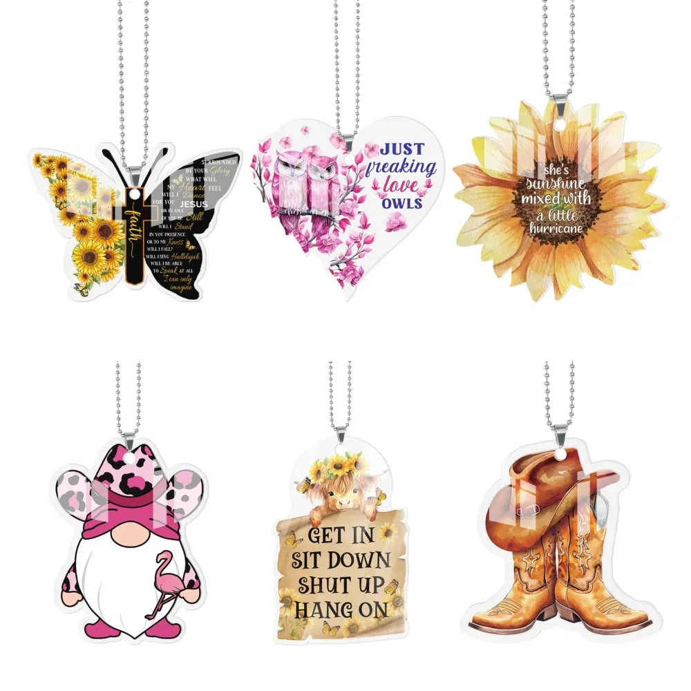 Cowboy and Sunflower Acrylic Reel Butterfly Shape Window Hanging Wall Sign Garden Home Decor Gift
