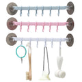 Blue/White/Pink Hook 6 Rows for Kitchen Bathroom Corner Suspension Without Marks Hanger Hook Storage Rack