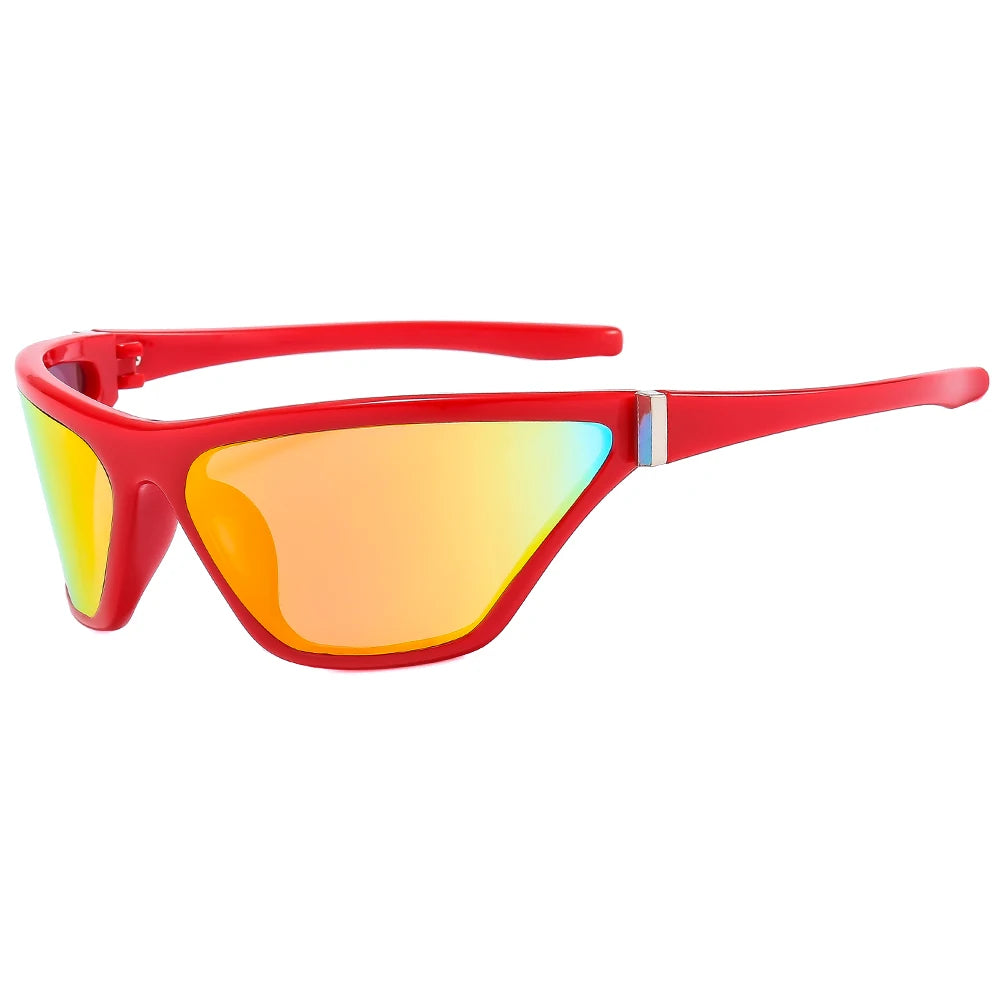 Latest Y2K Cat Eye Sunglasses Big Frame Colorful Fashion Eyewear Gafas De Sol for Women Men for Cycling Sports PC White Red