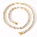Fashion Trendy Brass 3mm 4mm Gold Silver Plated Diamond Crystal Zircon Gemstone Tennis Choker Necklace Jewelry Women