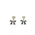 AA00328 New Arrivals 925 Silver Needle Black Bow Heart Earrings Women Fashion Simple Love Heart Diamond Earrings