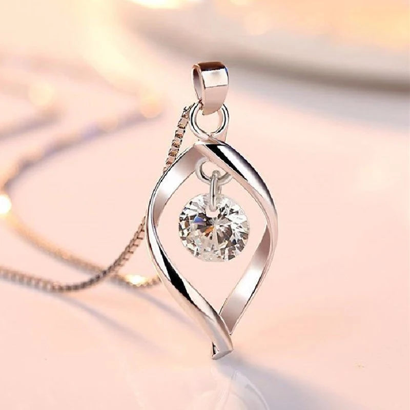CAOSHI Wholesale 925 Silver Plated Jewelry Box Chain Cz Cubic Zirconia Classic Hollow Eyes Shaped Necklace for Women