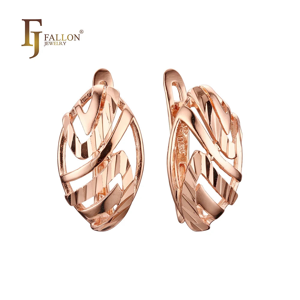 FJ Fallon Fashion Jewelry Earrings Plated in Rose Gold Brass Based