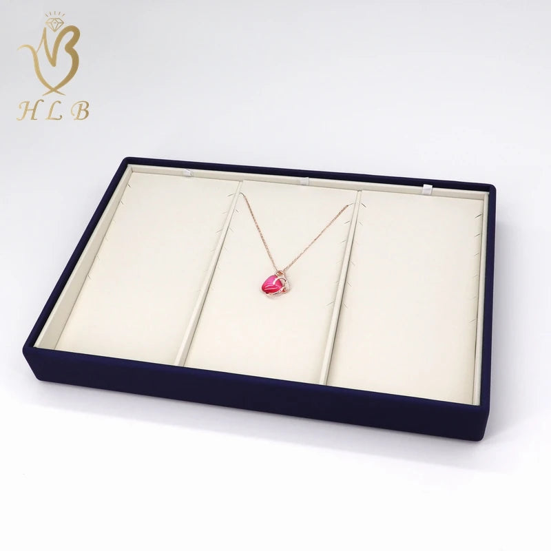 HLB Stackable Blue Pu Leather Jewelry Display Tray Earrings Bangle Pendant Jewellery Ring Display Tray