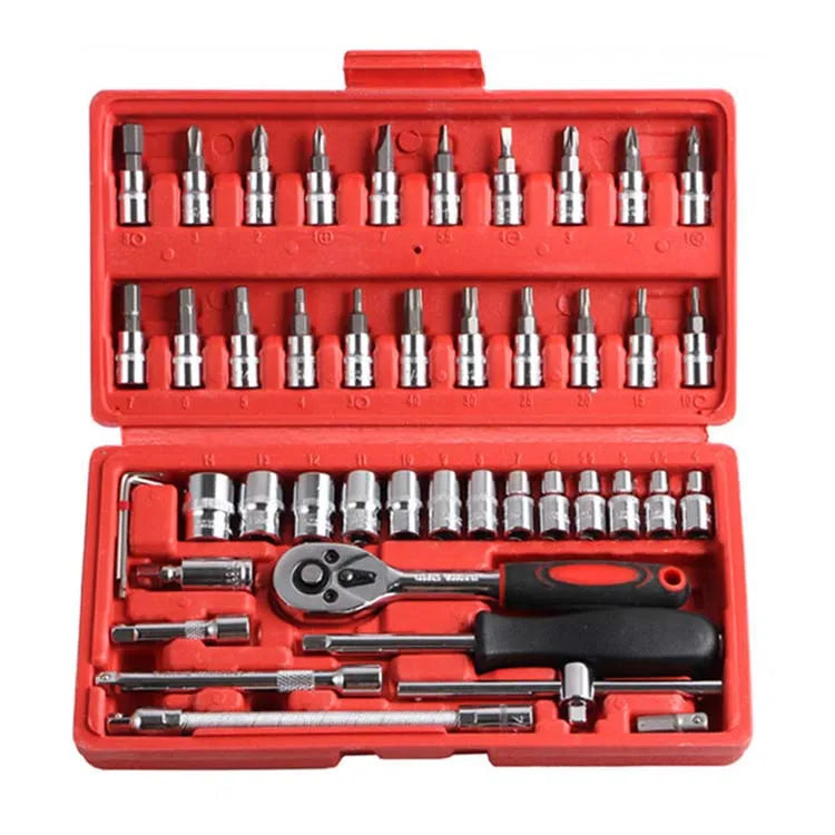 46pcs 1/4" Manual Car Repair Hand Tool Sets Herramienta Impact Spanner Small Socket Wrench Sets Socket Wrench Sets