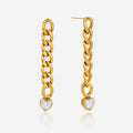 J&D 18K Gold Plate Stainless Steel Earrings Classic Teardrop-shaped Cubic Zirconia Handmade Chain Tassel Earrings