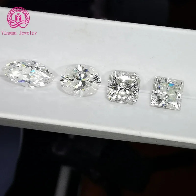 Yingma GH Color White Gemstone Loose Moissanite Stone Fancy Square Princess Cut Loose Moissanite Diamond