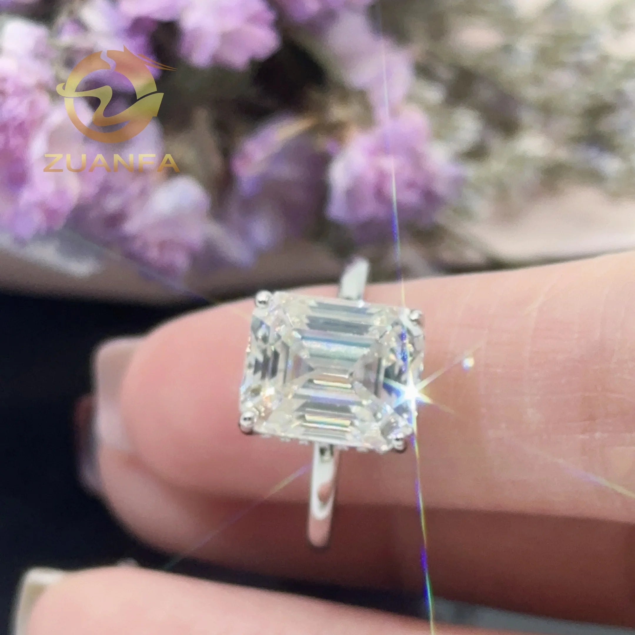 GRA Certified Emerald Cut 9*11mm 5ct D VVS Moissanite Wedding Ring 925 Sterling Silver Simple Solitaire Ring