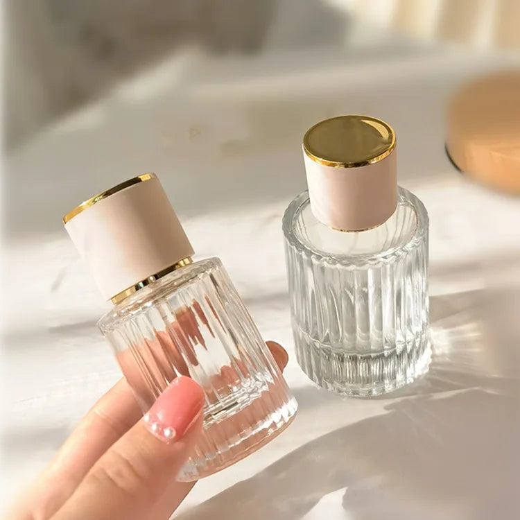 Hot Perfume Spray Bottle Recommended High-End Cosmetics Bottle Vertical Stripe Screw Perfume Empty Bottle