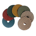 7 Step Polishing Pads 7 Piece Set Metal Bonding Deburring Granite Marble Stone 7 Inch Grit 50-3000