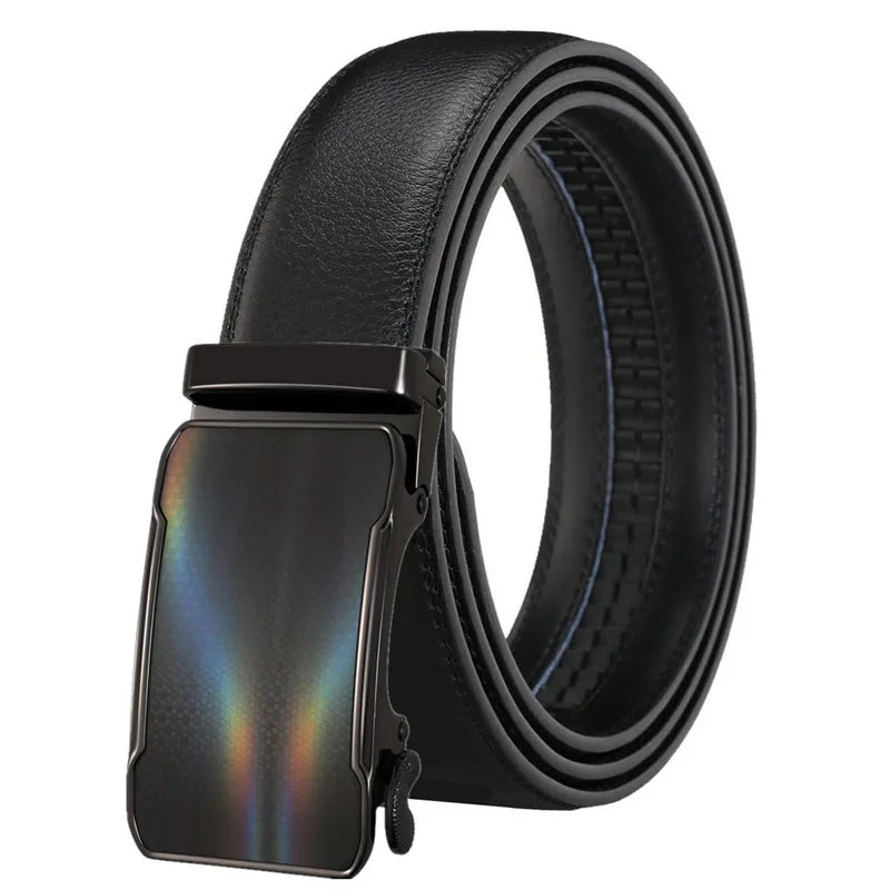 Men's Automatic Buckle Belt Leather Ratchet Belts for Men LQbelt Factory Direct Selling Custom Logo