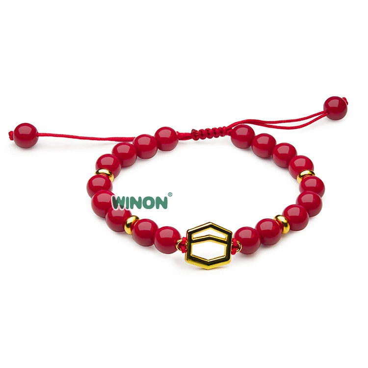 Handmade  Resin Amber Bakelite Bracelet Jewelry Braided Charm Beaded Bracelet Gift for Women