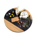 Acacia Wood Marble 25cm 30cm Wooden Chopping Board Round Black White Cutting Display Board Cheese Cutting Board