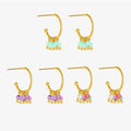 FUAMAY 18K Glod Plated 925 Silver Earrings Crystal Beaded Drop Earrings Fishhook Earrings