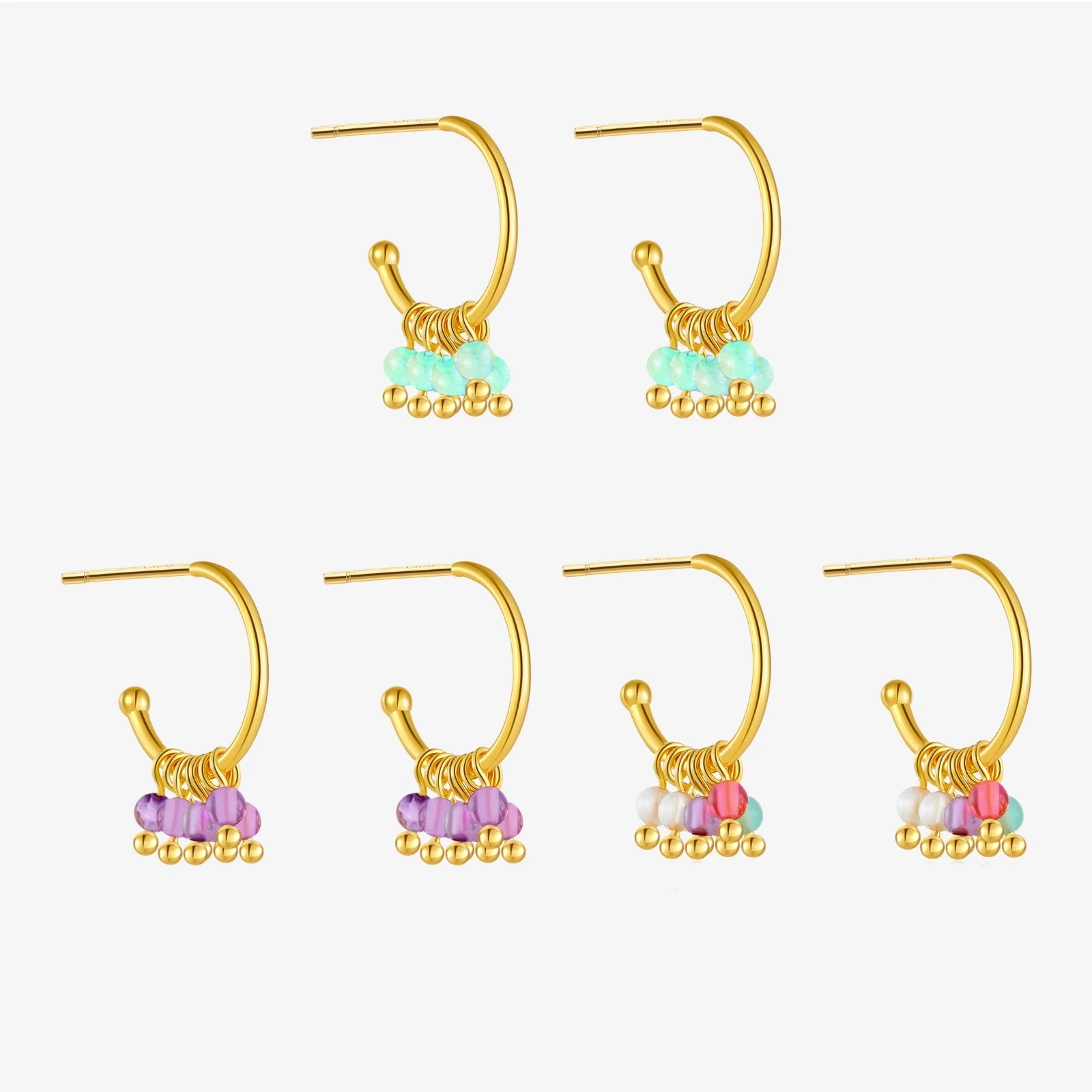 FUAMAY 18K Glod Plated 925 Silver Earrings Crystal Beaded Drop Earrings Fishhook Earrings