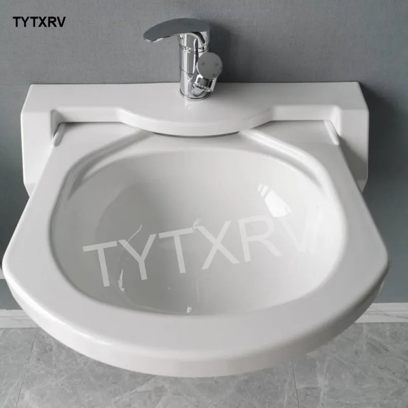 TYTXRV RV Motor Home caravan Apartment Smart Space Acrylic Built-in Foldable Bathroom Washroom Toilet Sink Including Faucet