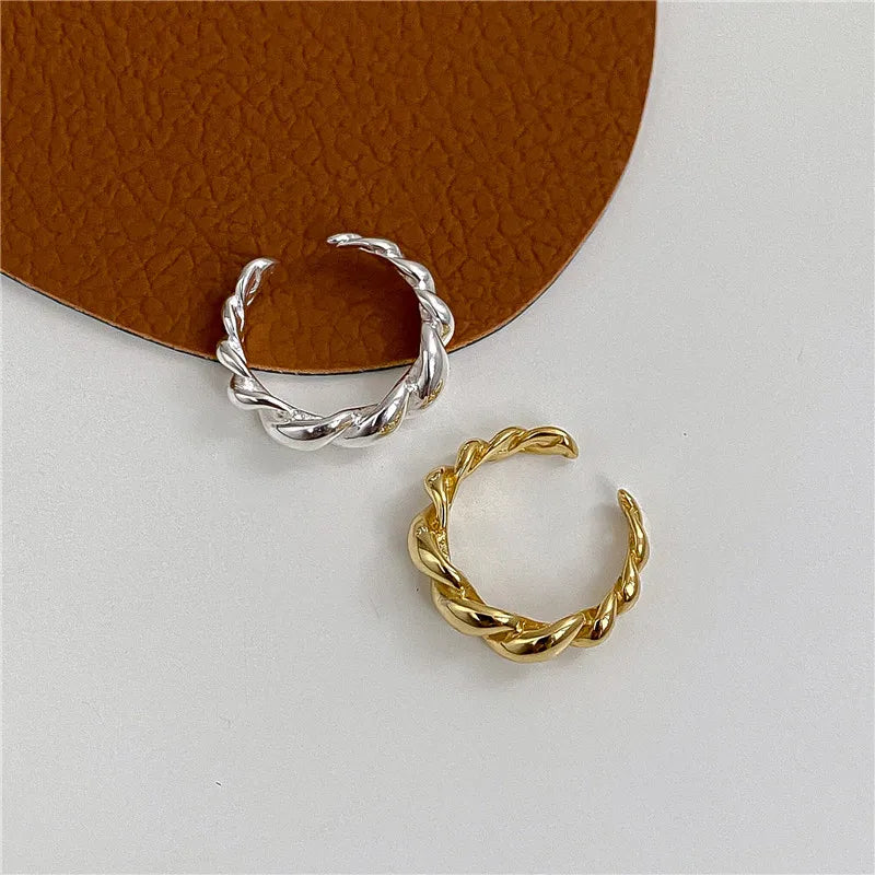 Hot Sale Fine Jewelry Croissant Finger Ring 925 Sterling Silver Twist Chunky Rings