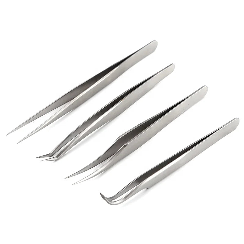 Genleelai Professional Hot Sale 2023 Stainless Steel 90 Degree Tweezers Pointed Tip Eyelash Extension Beauty Tools