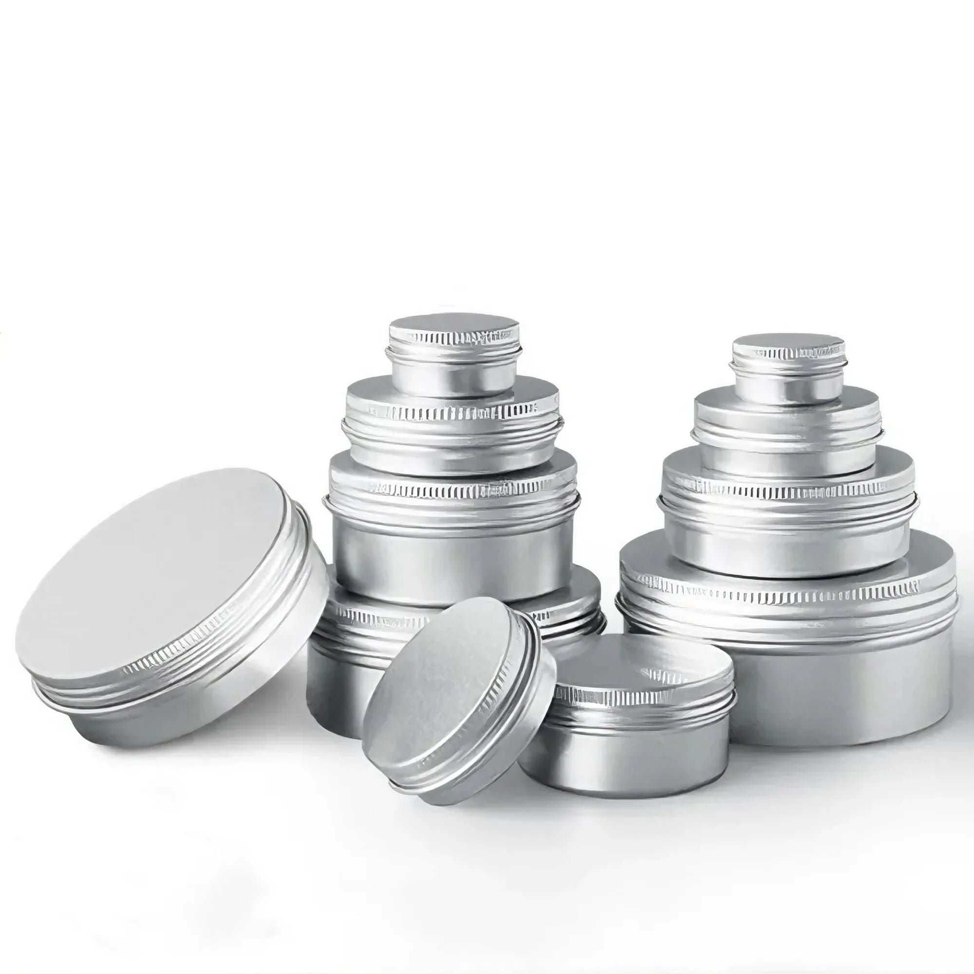 5g 10g 15g 30g 50g 60g Silver Tin Can Empty Pot Metal Container Screw Top Round Aluminum  Tin Jar for Cosmetic Packaging