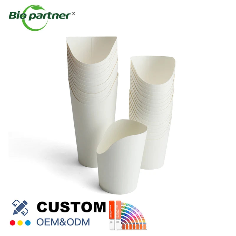ODM Brown Kraft Paper Snack Cup for Ice Cream French Fries & Chips Reusable with UV Coating Box Type Folders