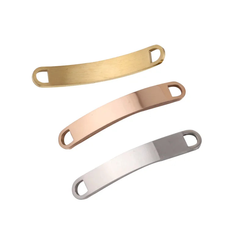 Mirror Polished Stainless Steel Blank Curved Bar Pendant Engrave Charms Accessories for DIY Jewelry Marking