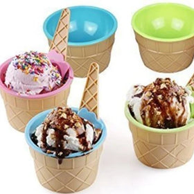 Colorful Plastic Kids Ice Cream Scoop Ice Cream Bowl Ice Cream Set Reusable BPA Free Safe Food Grade Material Restaurant Party
