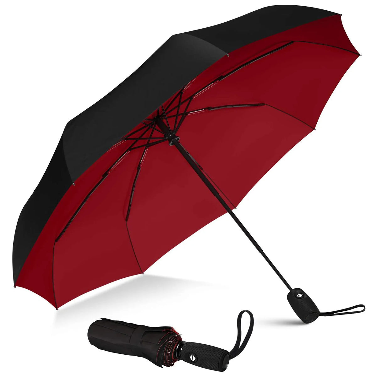 Chinese Factory 21inch Compact Double Layer Fiberglass Windproof Waterproof 3-Folding Fully-Automatic Sun Rain Business Gifts