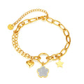Personality Splicing Chain Stainless Steel Heart Bangles Pentagram Zircon Flower Fashion Bracelets Female Waterproof Bracelets