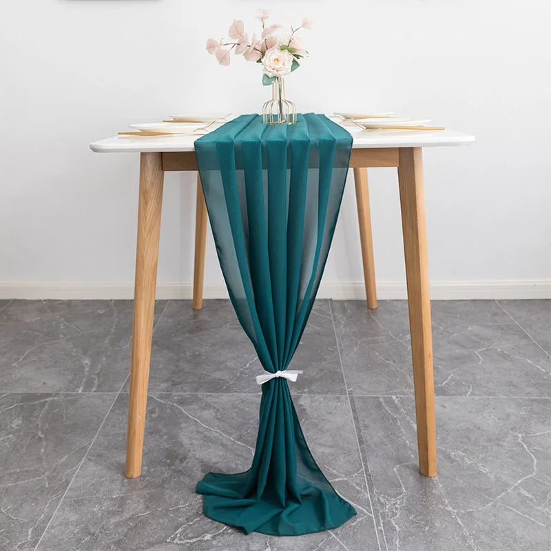 Emerald Green 10ft Chiffon Table Runners 27x120 Inches Romantic Sheer Wedding Table Runner Top Table Bridal Party Decoration