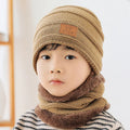 Winter Knit Beanie Hat and Scarf Set for Boys and Girls Fleece-Lined for Travel Comfort