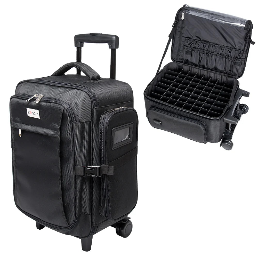 KONCAI Makeup Artist Train Case Large Trolley Travel Vanity Cosmetic Beauty Makeup  case Pouch Box Bag