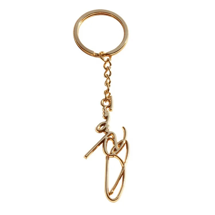 Gold Plated Custom 3d Letter Keyring Maker Handbags Embossed Alloy Words logo Keychains for Gift