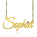 OEM/ODM Personalized Jewelry 925 Sterling Silver Gold Plated Custom Birthstone Crystal Name Necklace