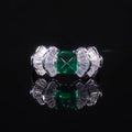 ATR001 Abiding Vintage Luxury Jewelry Lab Created Zambia Emerald Cubic Zirconia Gemstone 925 Silver Ladies Cocktail Rings
