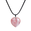 SC Healing Crystal Heart Necklace Natural Turquoise Rose Quartz Stone Necklace Handmade Carved Heart Carnelian Crystal Necklaces