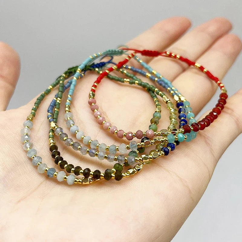 Handmade Gold Plated Adjustable Multilayer Stackable Bohemian Beaded Bracelets Set for Women Gift Wholesale